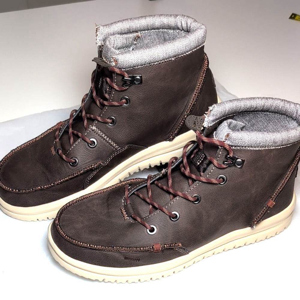 Hey Dude Bradley Y Classic Cocoa Lace-Up Ankle Boots with Cream Sole